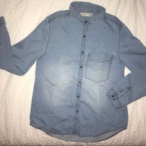 Light denim button down shirt